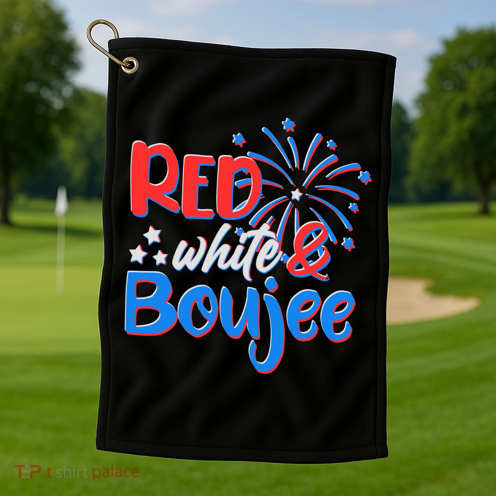 Red White And Boujee 4th of July Fireworks Golf Towel