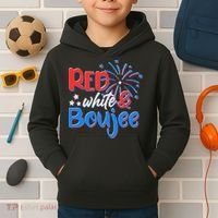 Red White And Boujee 4th of July Fireworks Kids Hoodie thumb 2