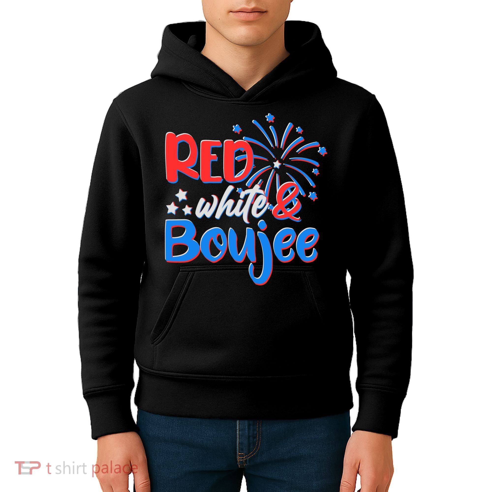 Red White And Boujee 4th of July Fireworks Kids Hoodie