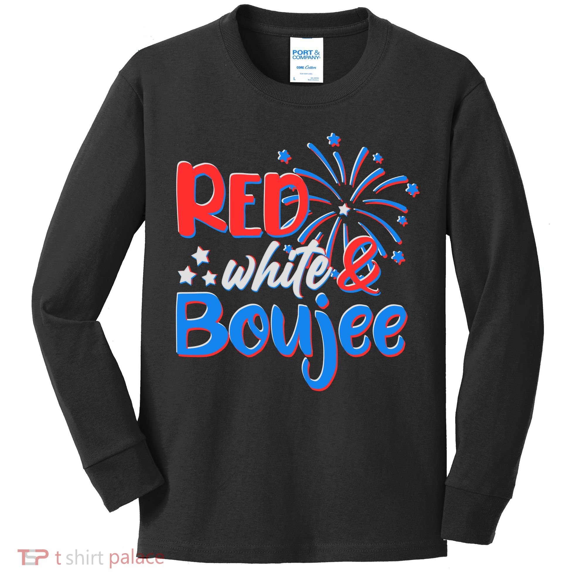 Red White And Boujee 4th of July Fireworks Kids Long Sleeve Shirt