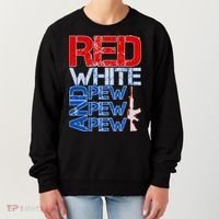 Red White And Pew Pew Pew USA Guns Women's Sweatshirt thumb 0