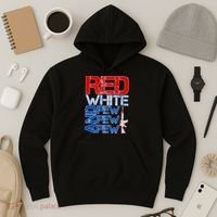 Red White And Pew Pew Pew USA Guns Hoodie thumb 3
