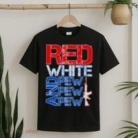 Red White And Pew Pew Pew USA Guns T-Shirt thumb 2