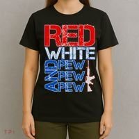 Red White And Pew Pew Pew USA Guns T-Shirt thumb 4