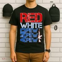 Red White And Pew Pew Pew USA Guns T-Shirt thumb 6