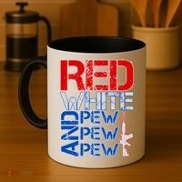 Red White And Pew Pew Pew USA Guns Coffee Mug thumb 4