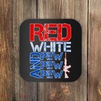Red White And Pew Pew Pew USA Guns Coaster thumb 0