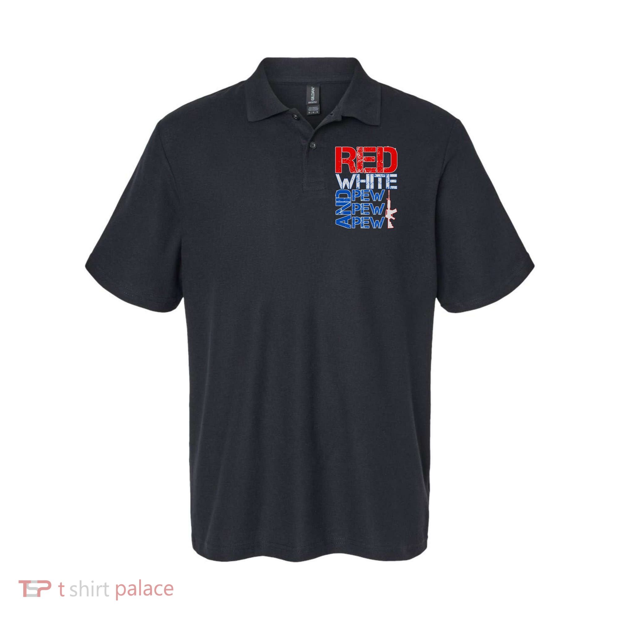 Red White And Pew Pew Pew USA Guns Polo
