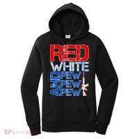 Red White And Pew Pew Pew USA Guns Women's Hoodie thumb 0
