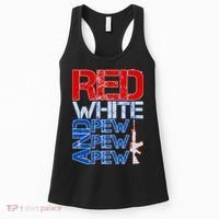 Red White And Pew Pew Pew USA Guns Women's Tank Top thumb 0