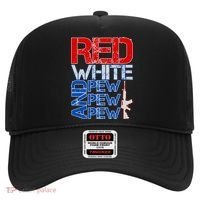 Red White And Pew Pew Pew USA Guns Hat thumb 0