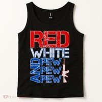 Red White And Pew Pew Pew USA Guns Tank Top thumb 2