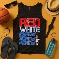 Red White And Pew Pew Pew USA Guns Tank Top thumb 4