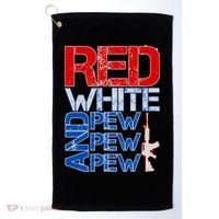 Red White And Pew Pew Pew USA Guns Golf Towel thumb 0