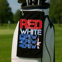 Red White And Pew Pew Pew USA Guns Golf Towel thumb 2