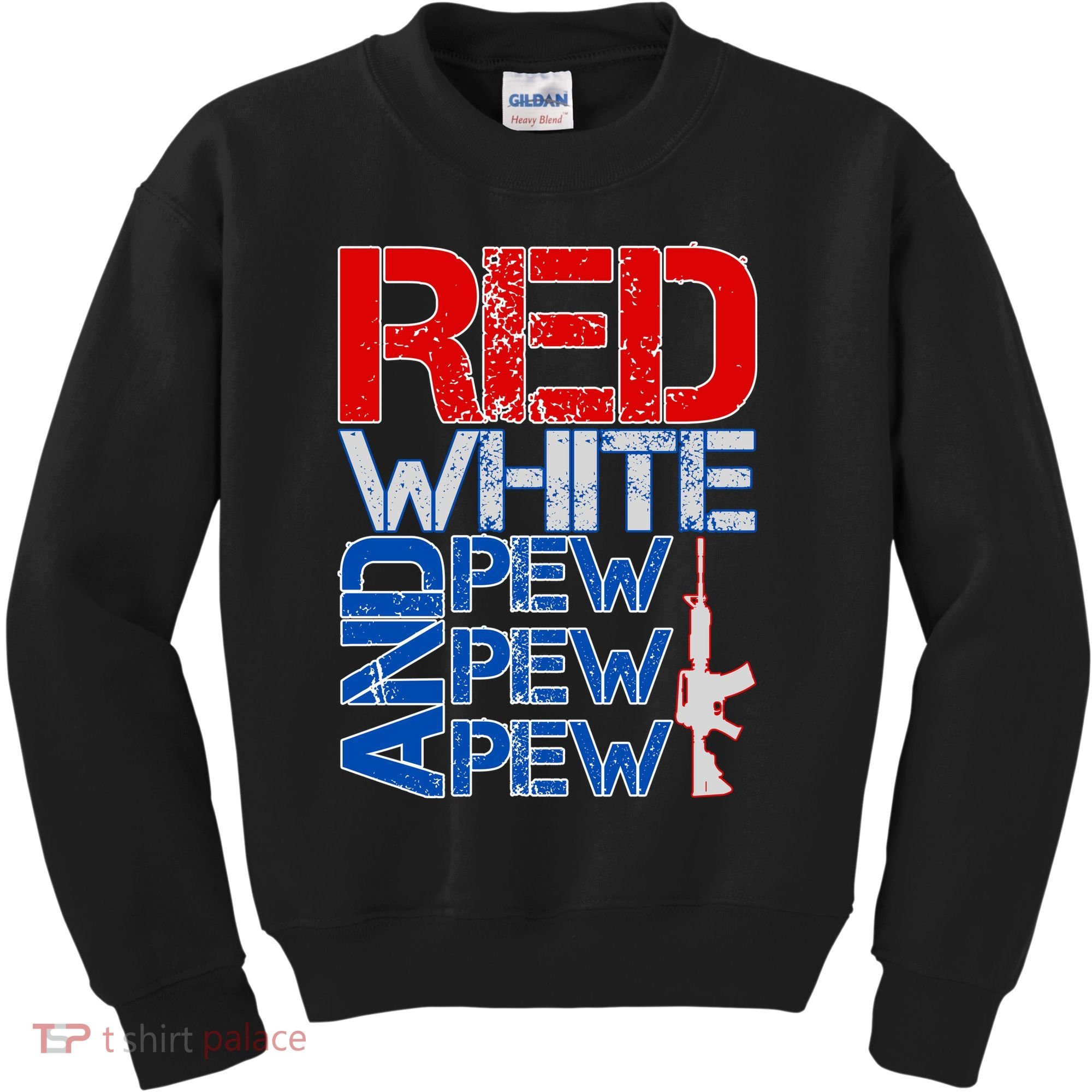Red White And Pew Pew Pew USA Guns Kids Sweatshirt