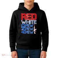 Red White And Pew Pew Pew USA Guns Kids Hoodie thumb 4