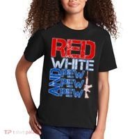 Red White And Pew Pew Pew USA Guns Kids T-Shirt thumb 2