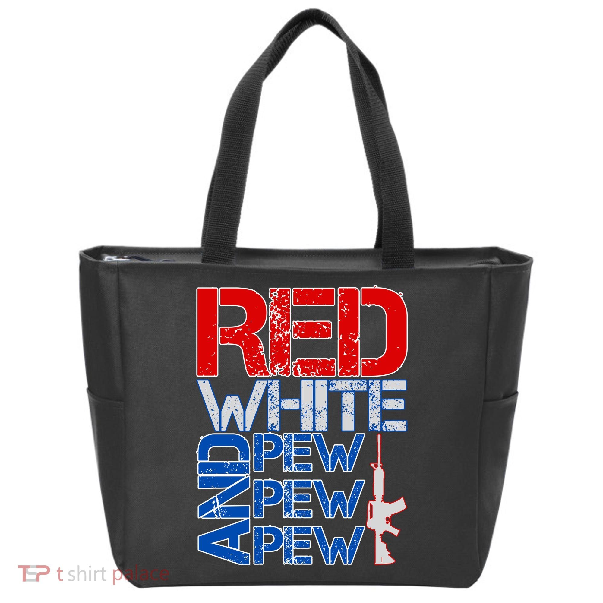 Red White And Pew Pew Pew USA Guns Tote Bag