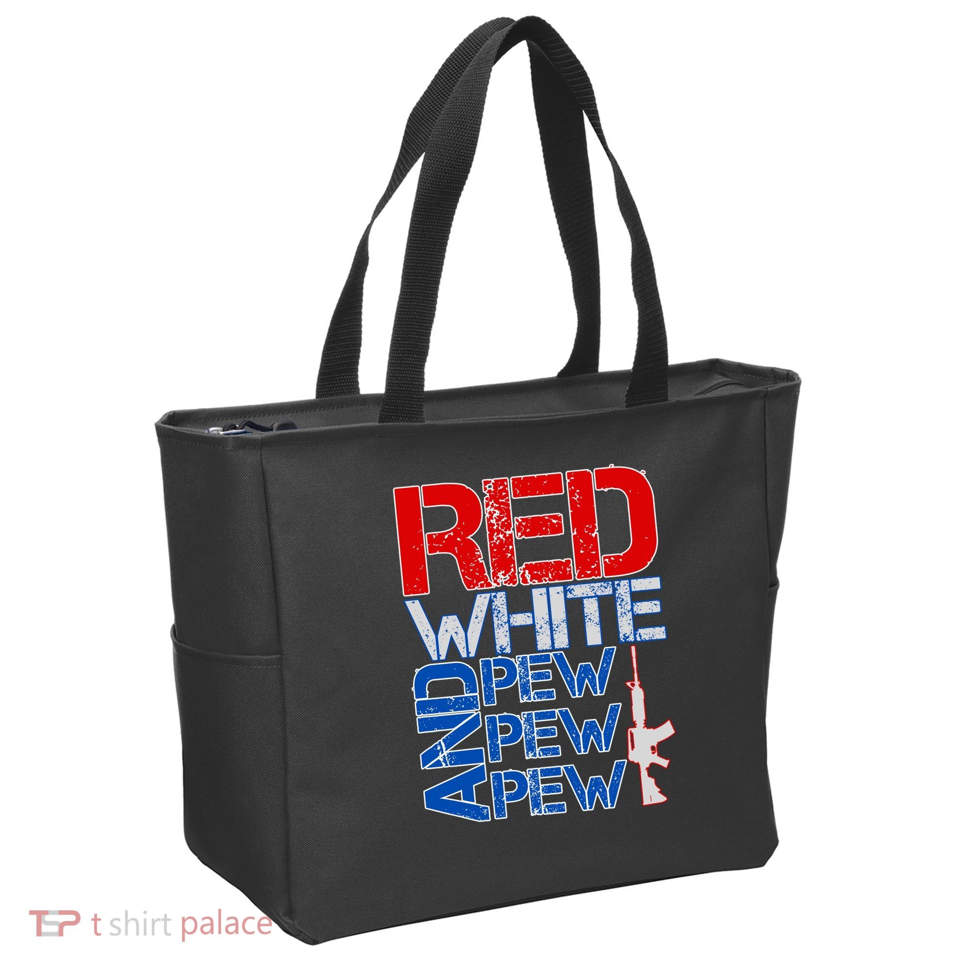 Red White And Pew Pew Pew USA Guns Tote Bag