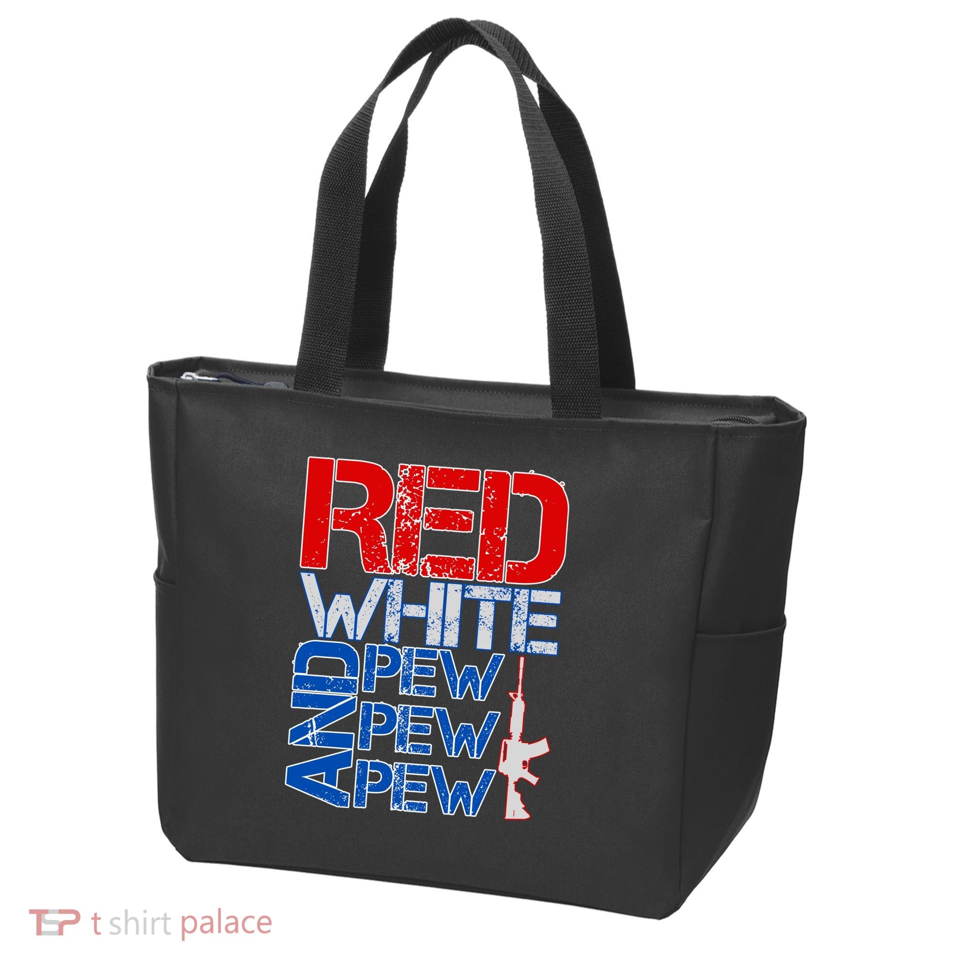 Red White And Pew Pew Pew USA Guns Tote Bag