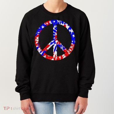 Red White Blue Dyed Peach Sign Stars Women's Sweatshirt