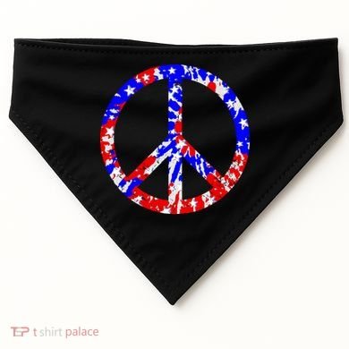 Red White Blue Dyed Peach Sign Stars USA-Made Doggie Bandana