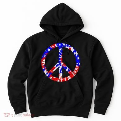 Red White Blue Dyed Peach Sign Stars Hoodie