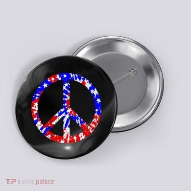 Red White Blue Dyed Peach Sign Stars Button
