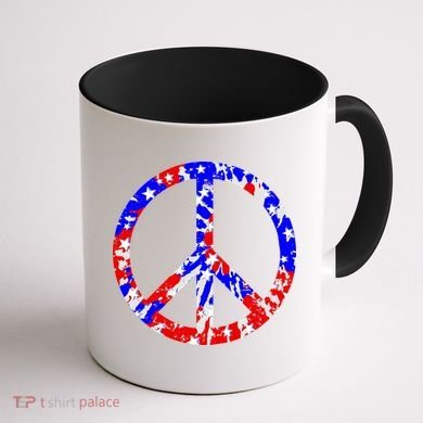 Red White Blue Dyed Peach Sign Stars Coffee Mug back