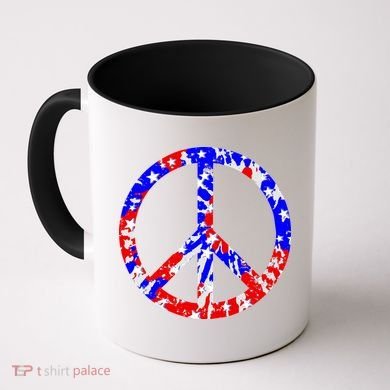 Red White Blue Dyed Peach Sign Stars Coffee Mug