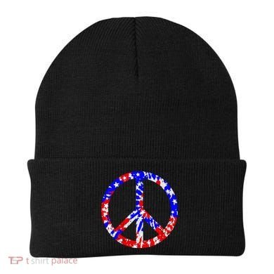 Red White Blue Dyed Peach Sign Stars Beanie
