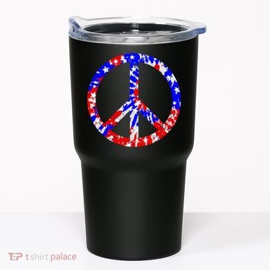 Red White Blue Dyed Peach Sign Stars Tumbler
