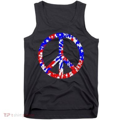 Red White Blue Dyed Peach Sign Stars Tank Top