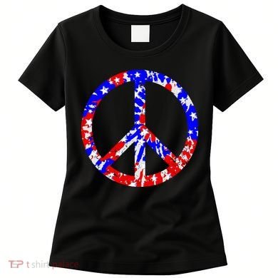 Red White Blue Dyed Peach Sign Stars Women's T-Shirt