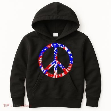 Red White Blue Dyed Peach Sign Stars Kids Hoodie