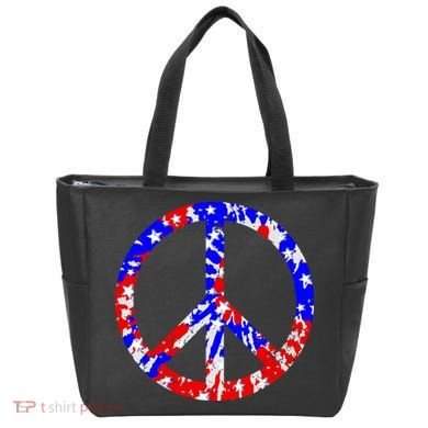 Red White Blue Dyed Peach Sign Stars Tote Bag
