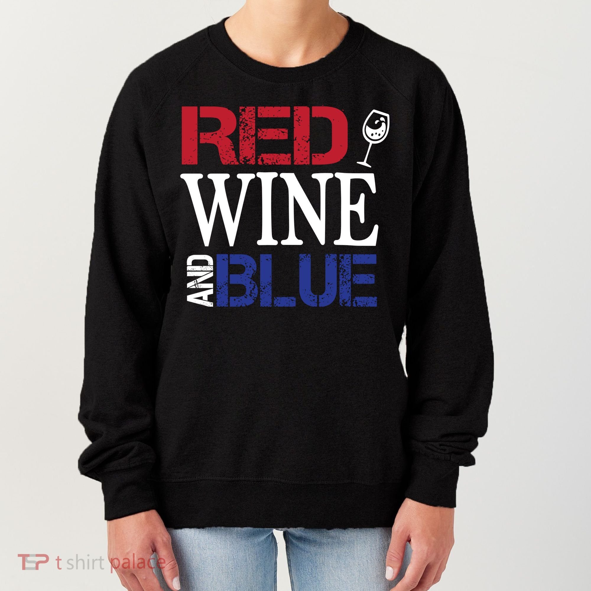 Red Wine and Blue USA Flag Women's Sweatshirt