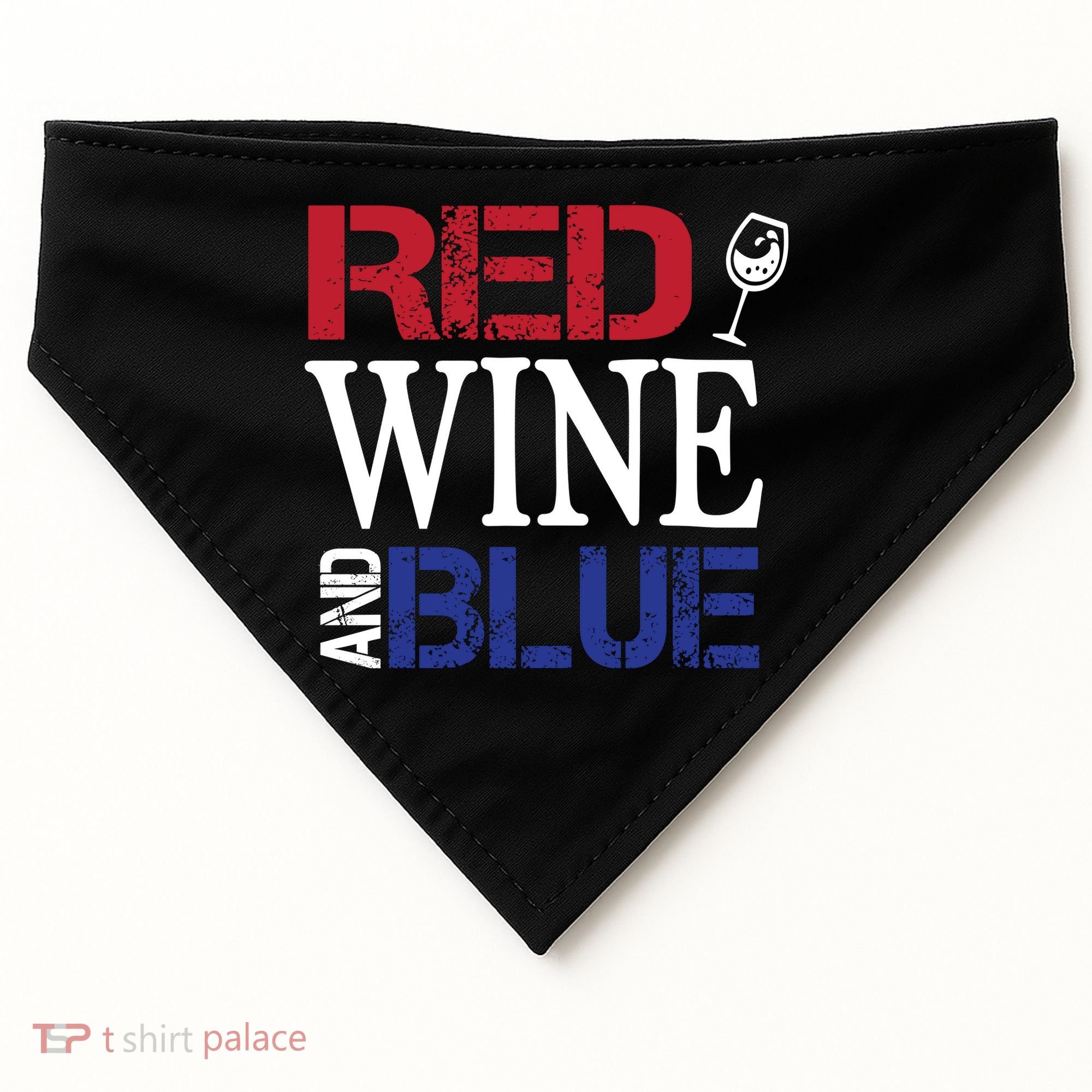 Red Wine and Blue USA Flag USA-Made Doggie Bandana