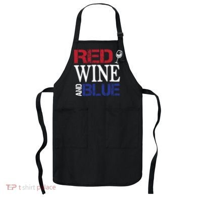 Red Wine and Blue USA Flag Apron