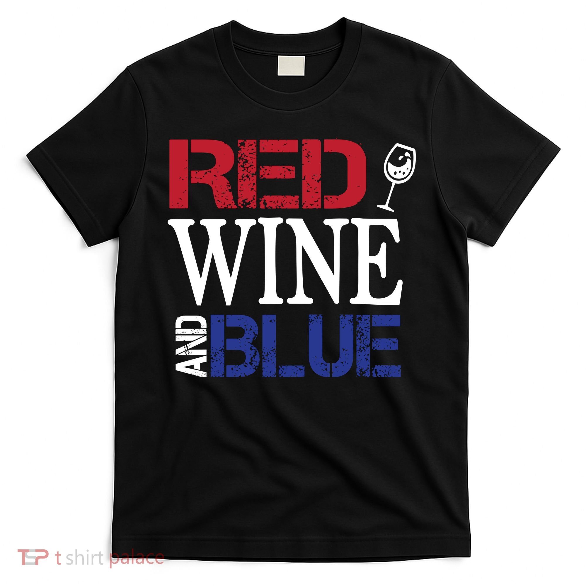 Red Wine and Blue USA Flag T-Shirt