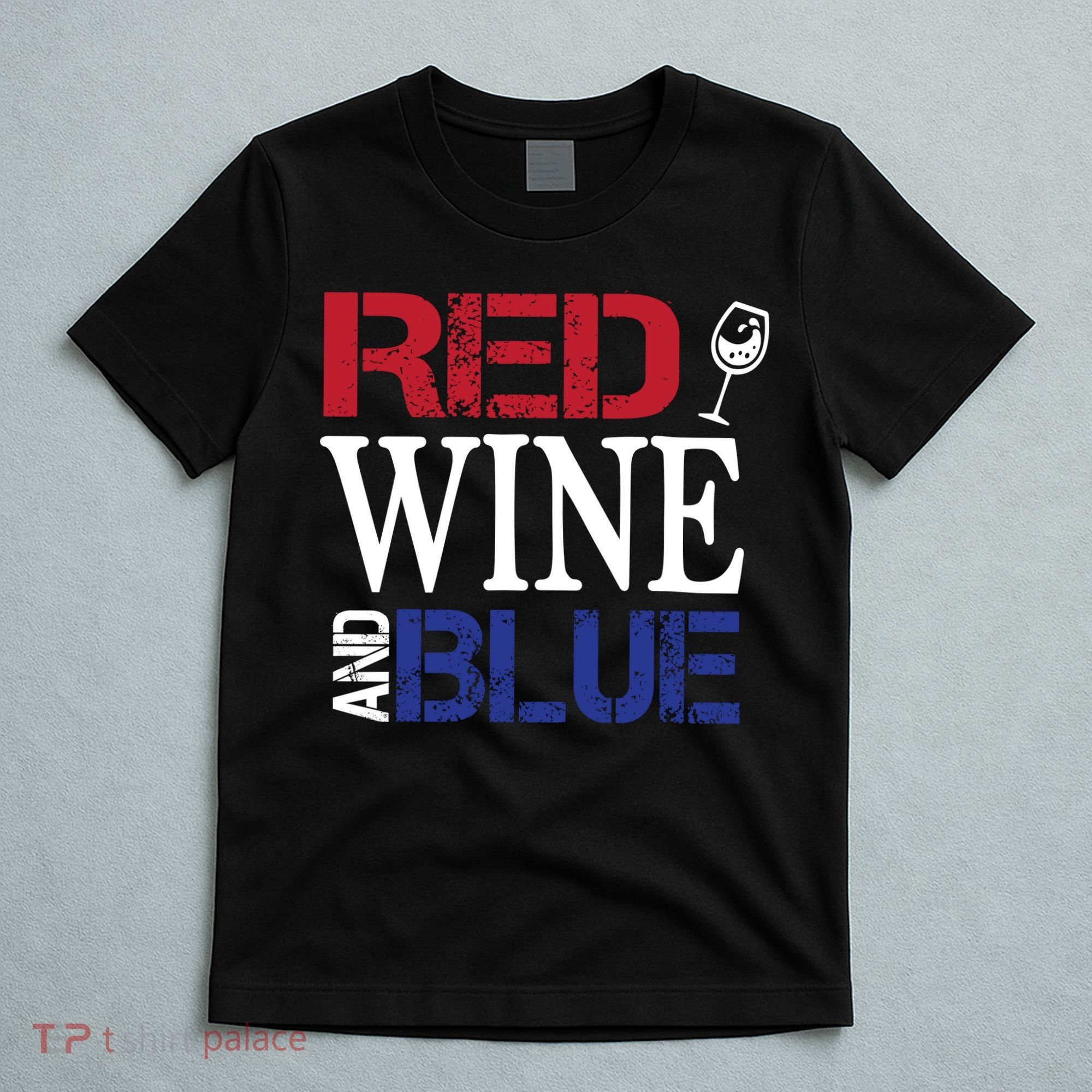 Red Wine and Blue USA Flag T-Shirt