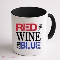 Red Wine and Blue USA Flag Coffee Mug thumb 1