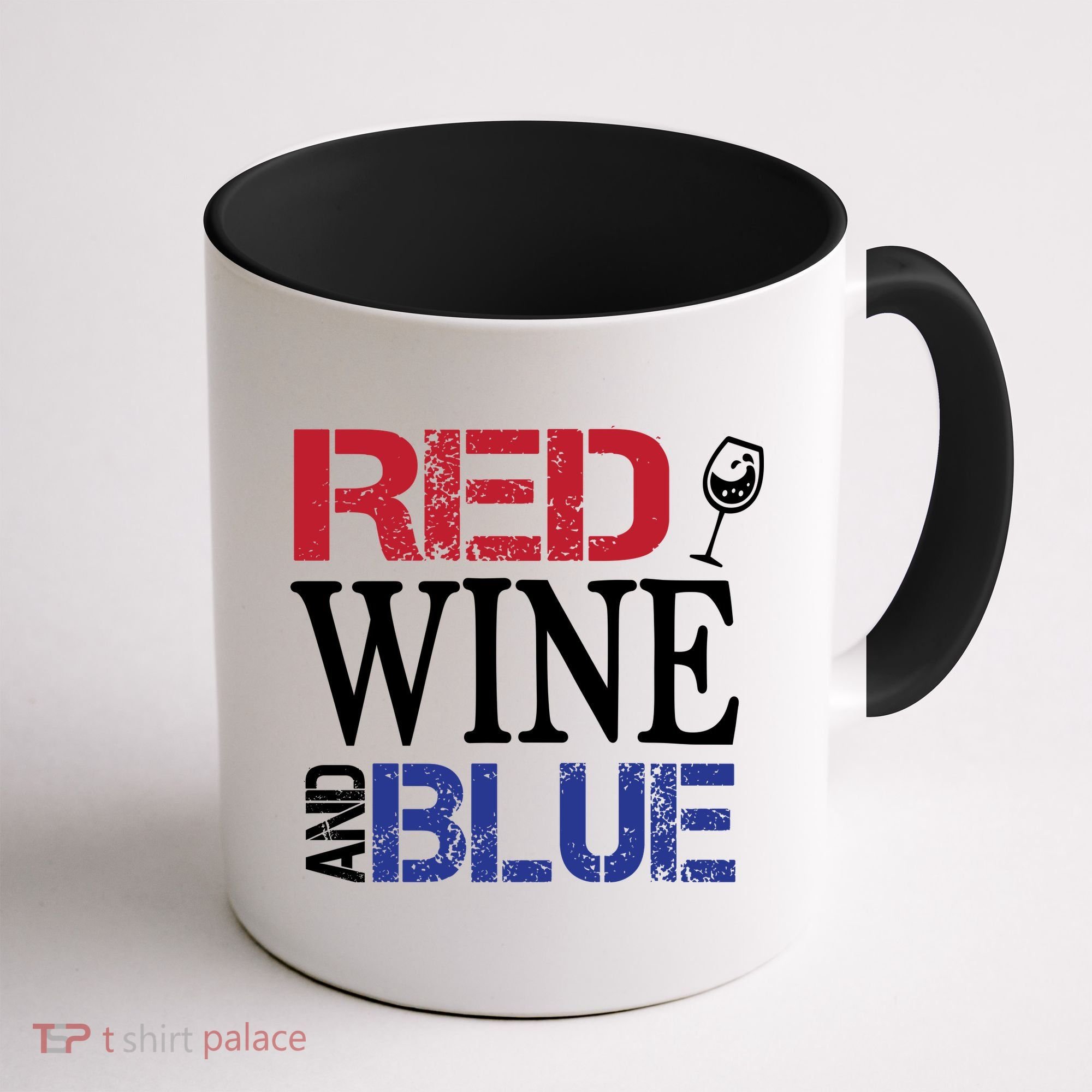 Red Wine and Blue USA Flag Coffee Mug