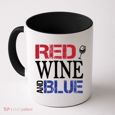 Red Wine and Blue USA Flag Coffee Mug
