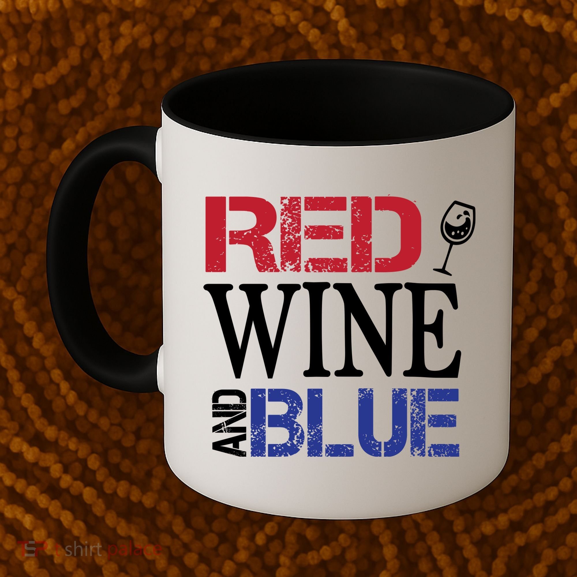 Red Wine and Blue USA Flag Coffee Mug