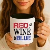 Red Wine and Blue USA Flag Coffee Mug thumb 3