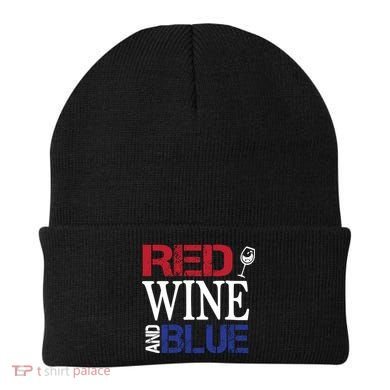 Red Wine and Blue USA Flag Beanie