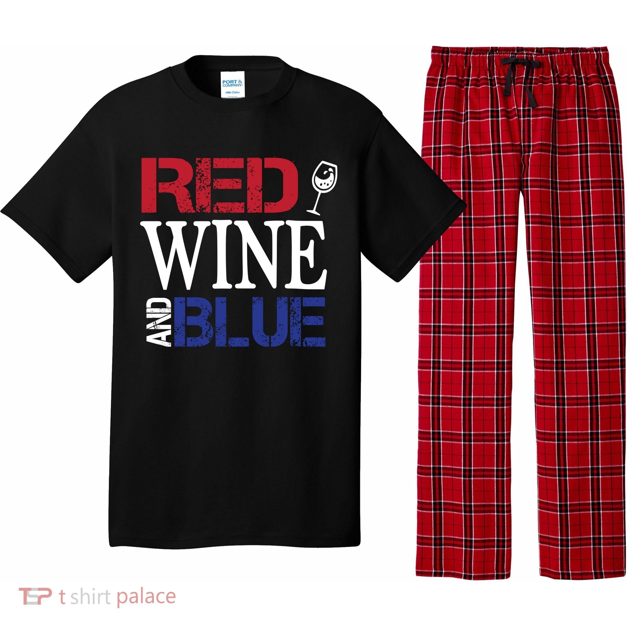 Red Wine and Blue USA Flag Pajama Set