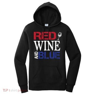 Red Wine and Blue USA Flag Women's Hoodie